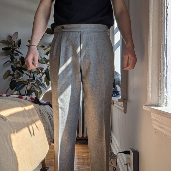 Light Gray Flannel Pleated Trousers - Picture 2 of 6